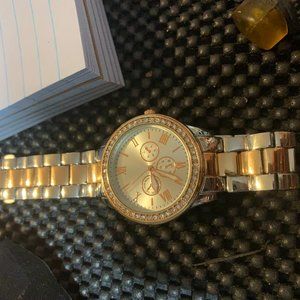 Beautiful 2 tone watch with rhinestones